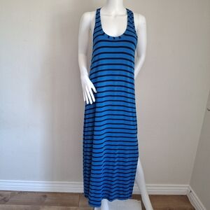 J. Crew Blue & Black Striped Tank Maxi Dress